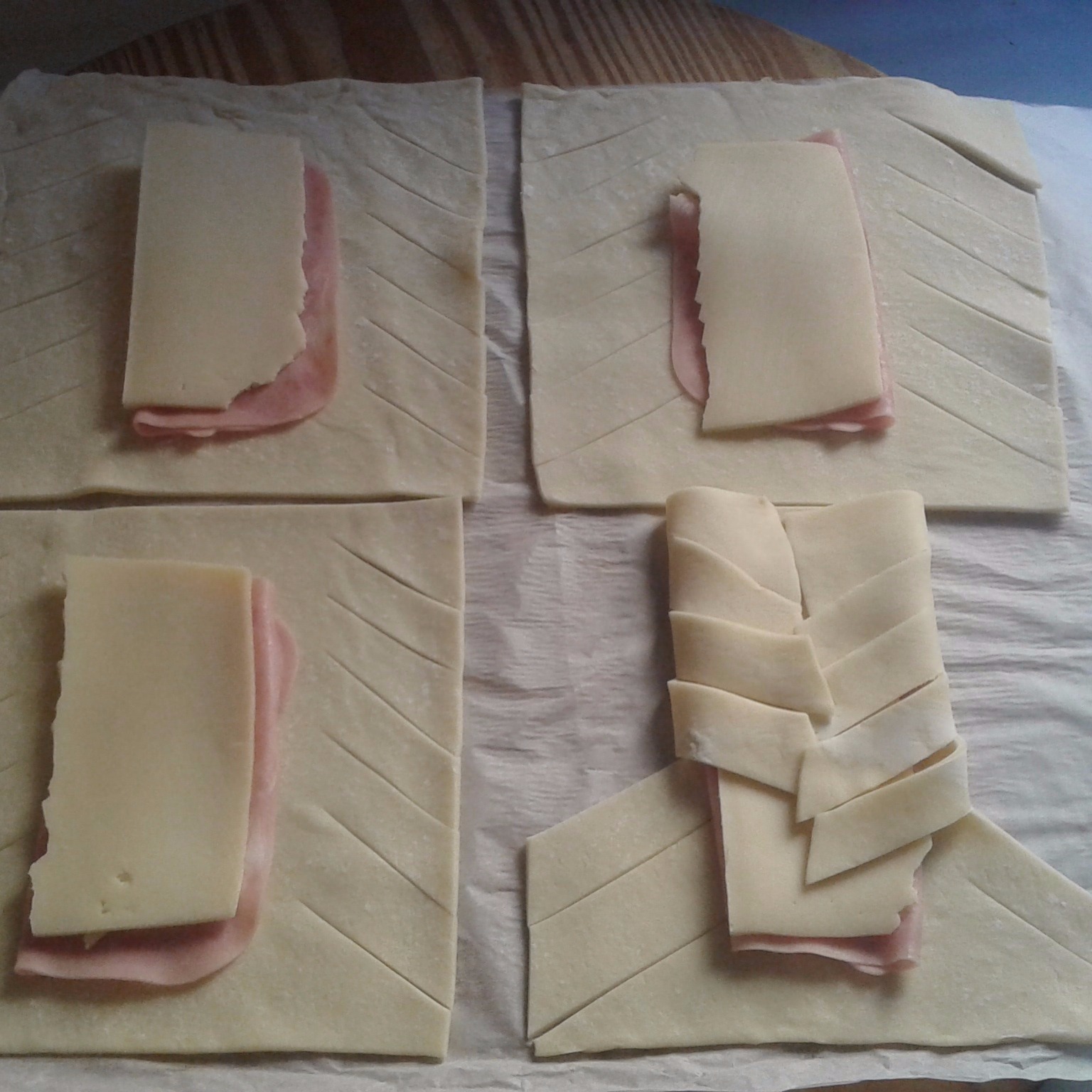 Trenza de jamón y queso paso 4